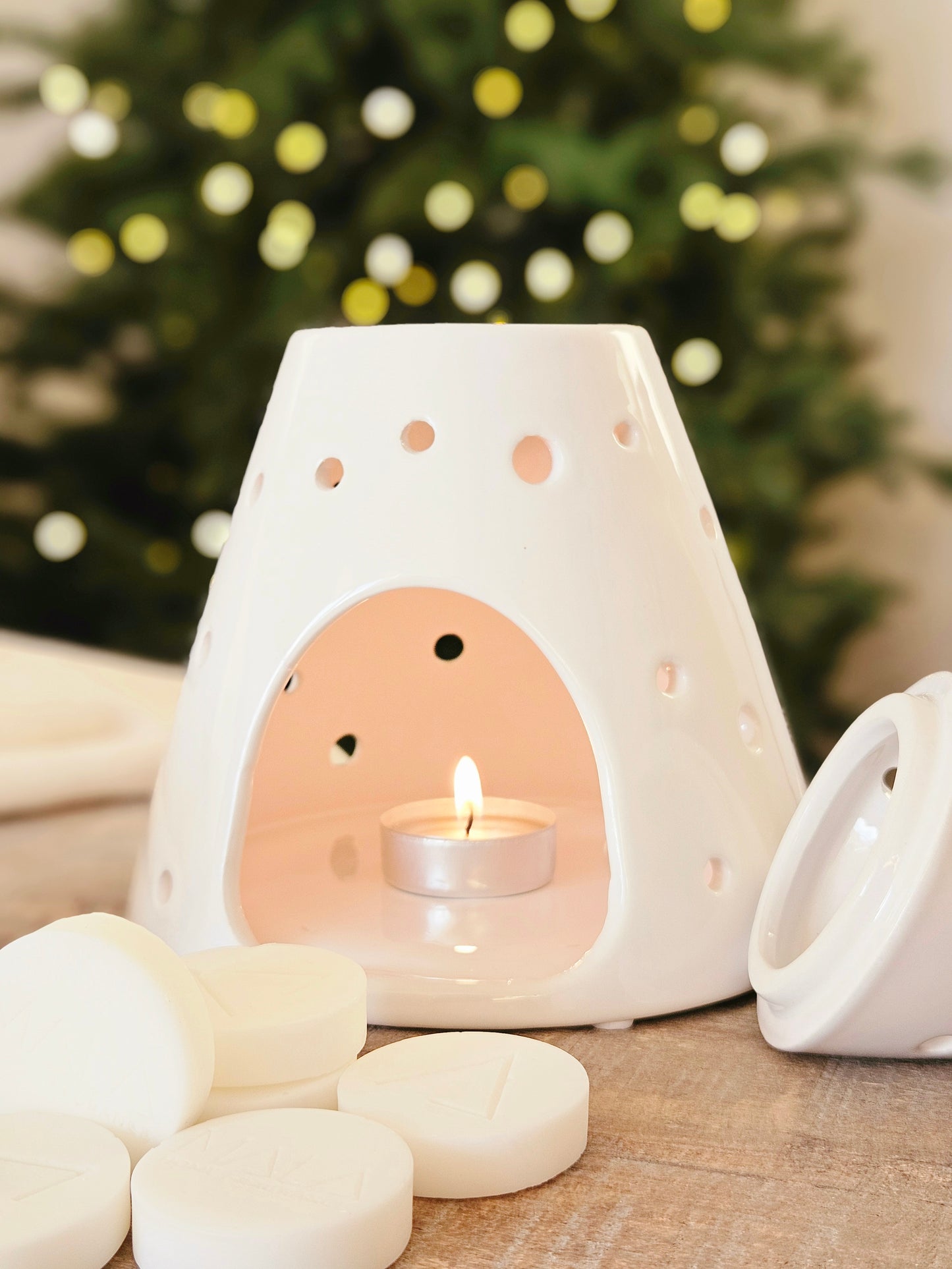 Christmas Tree Ceramic Wax Melt Burner - White