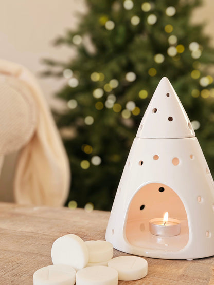 Christmas Tree Ceramic Wax Melt Burner - White