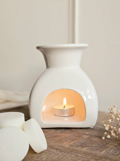 'FLAME' Ceramic Wax Melt Burner - White (Seconds)