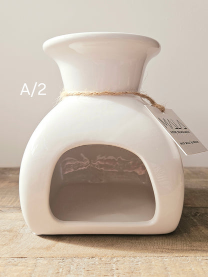 'FLAME' Ceramic Wax Melt Burner - White (Seconds)