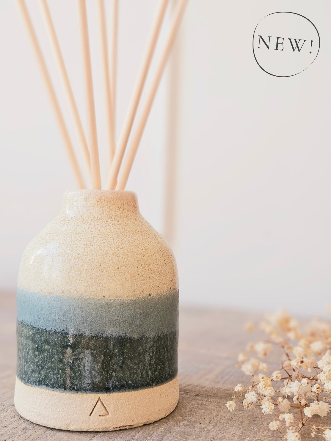 Ceramic Reed Diffuser Pot - Natural/Shoreline – MALA Home Fragrance