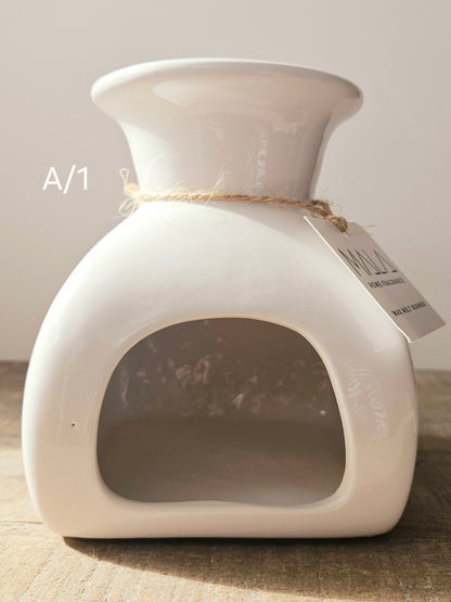 'FLAME' Ceramic Wax Melt Burner - White (Seconds)